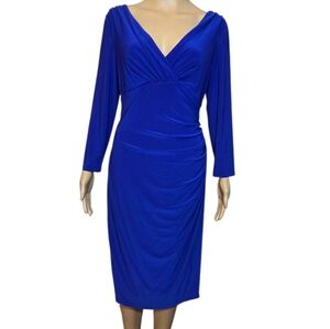 Lauren Ralph Lauren Dress Ruched Royal Blue Womens Size 12